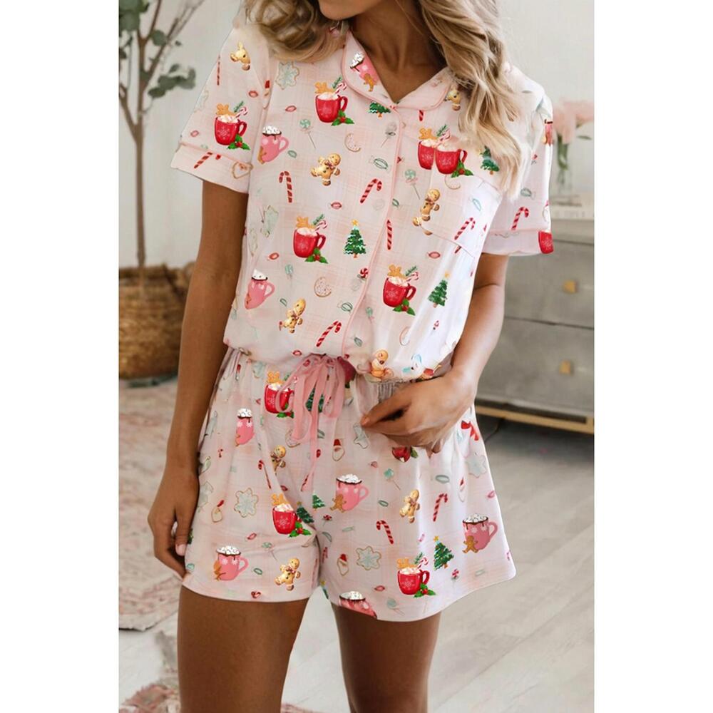 NEW LITTLE DAISY CLOSET christmas short pajama set in white